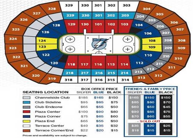 Tampa Bay Lightning Arena Seating Chart